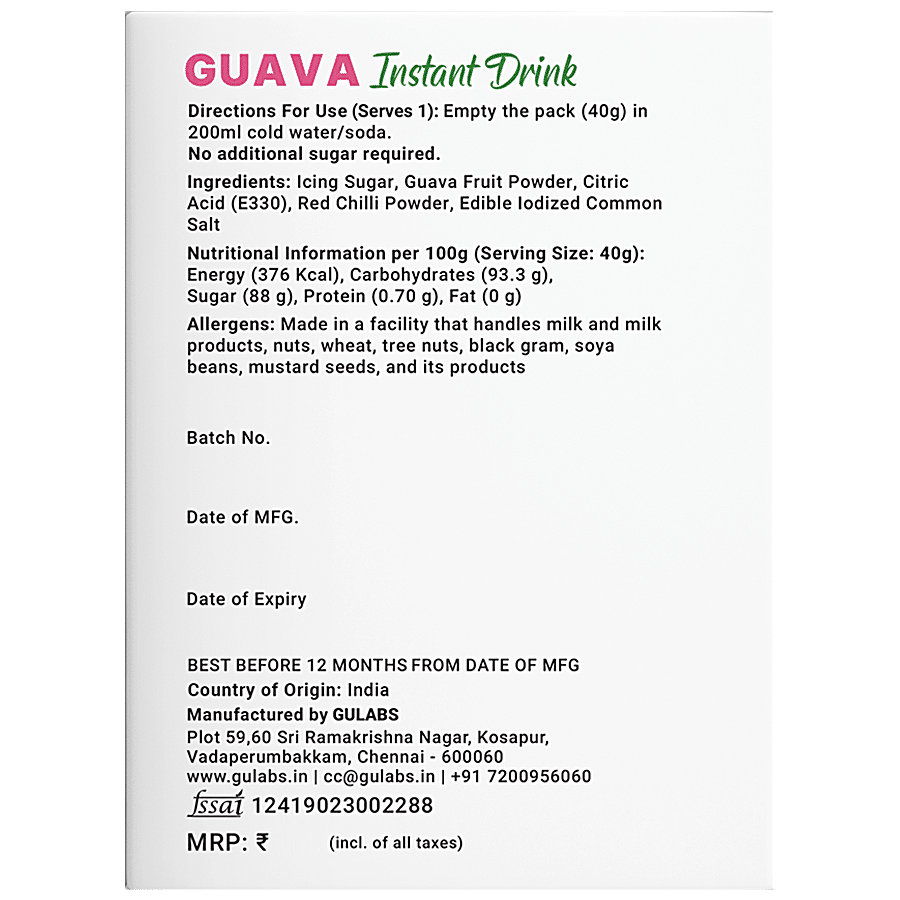 Gulabs Instant Drink Mix - Guava