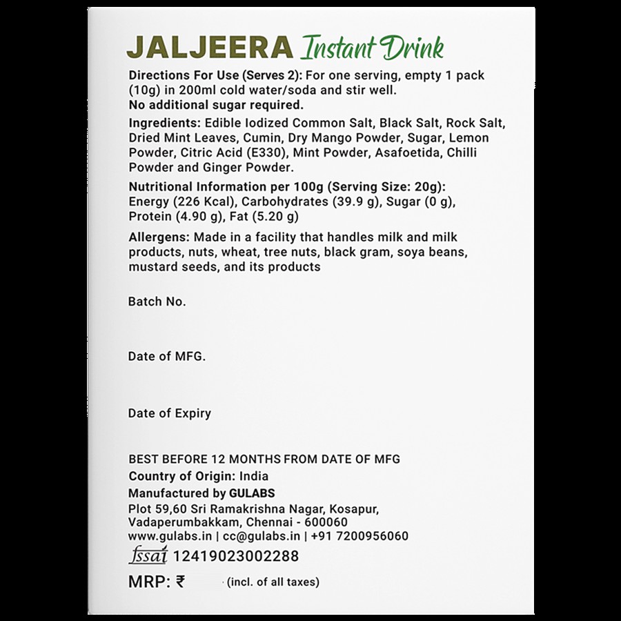 Gulabs Instant Drink Mix - Jaljeera