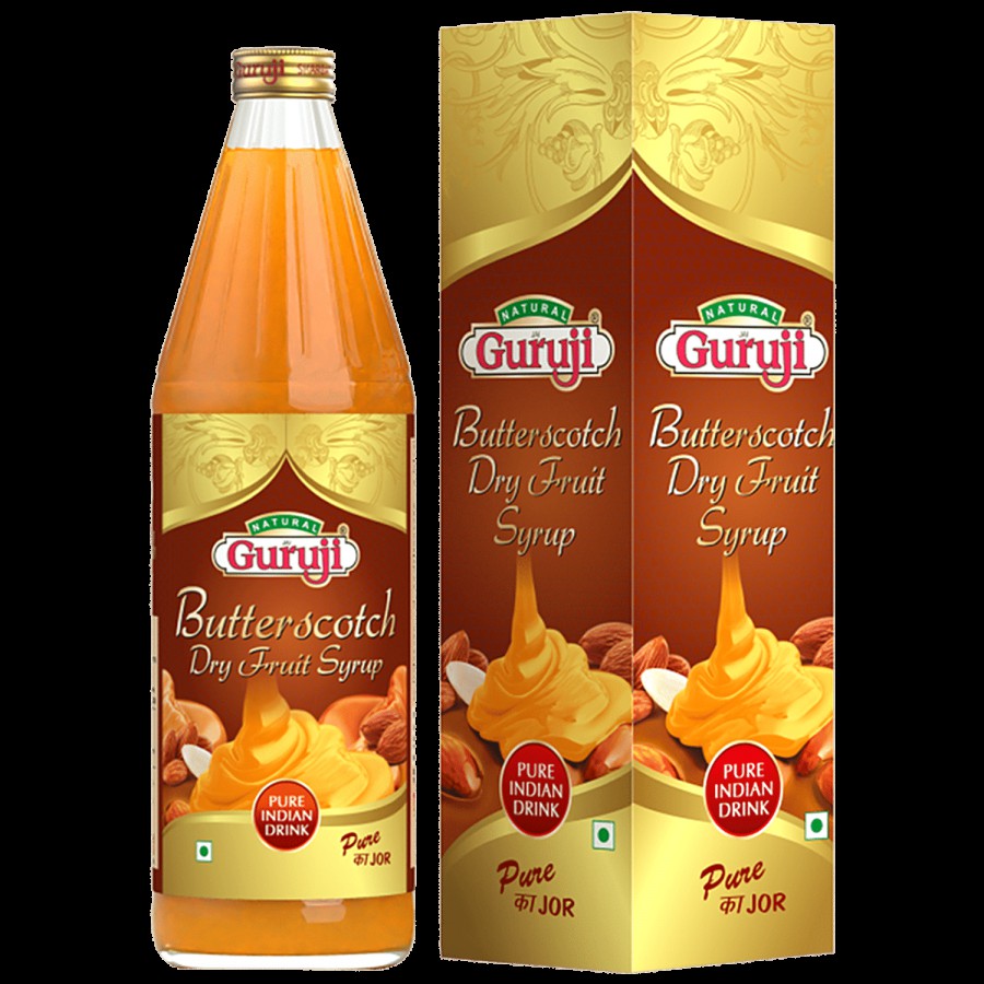 Jai Guruji Butterscotch Dry Fruit Syrup - Pure Indian Drink