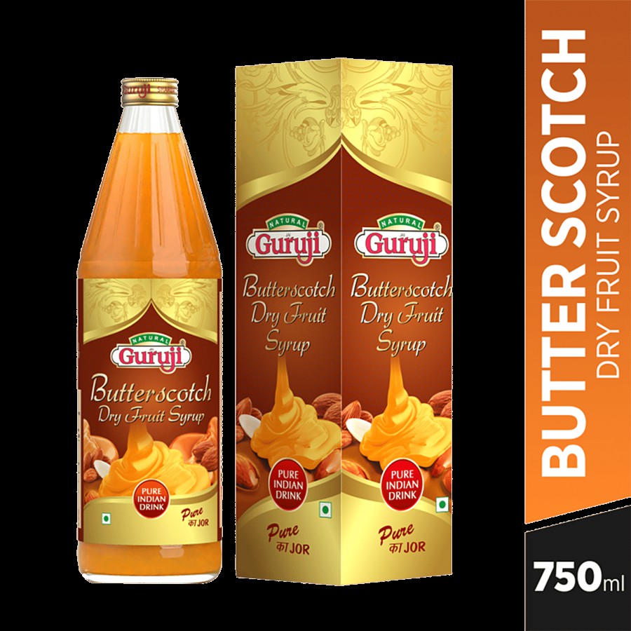 Jai Guruji Butterscotch Dry Fruit Syrup - Pure Indian Drink