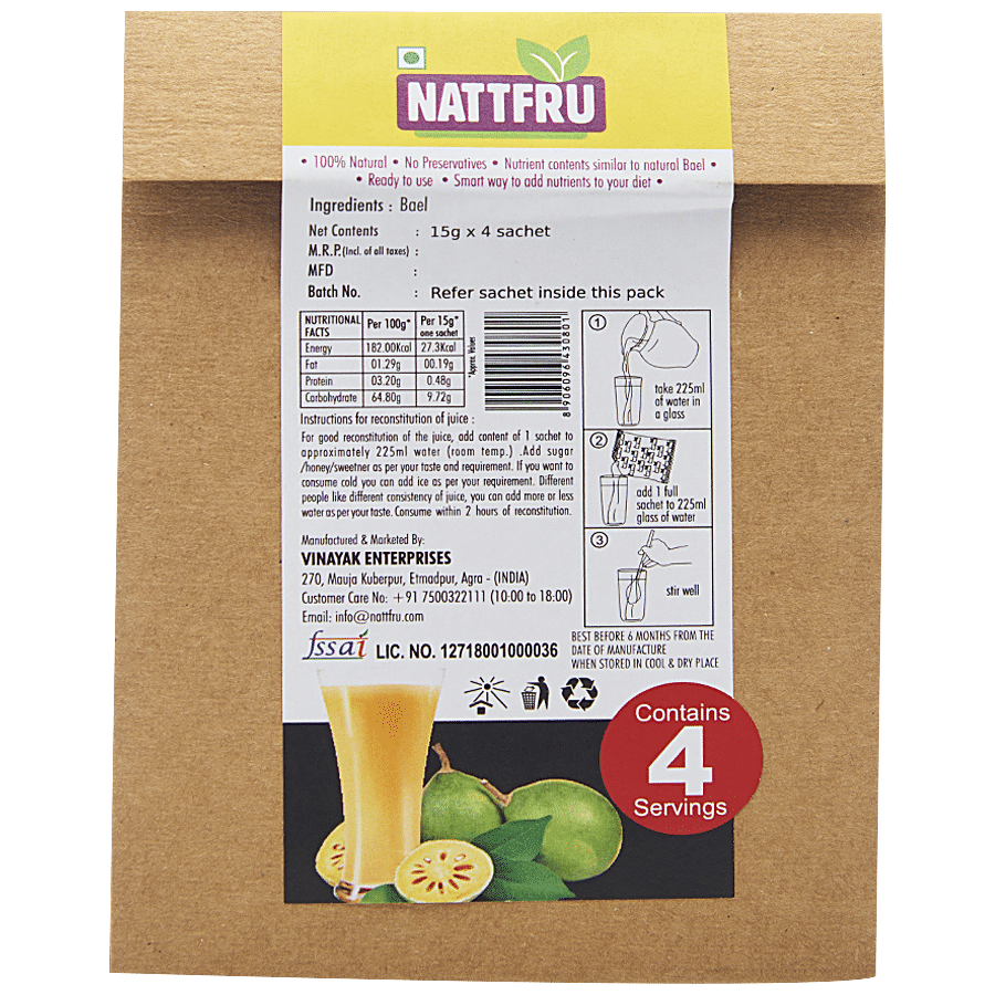 Nattfru Nattfru bael-fruit-juice-powder-real-fruit-only-no-added-sugar 60 g Sachet