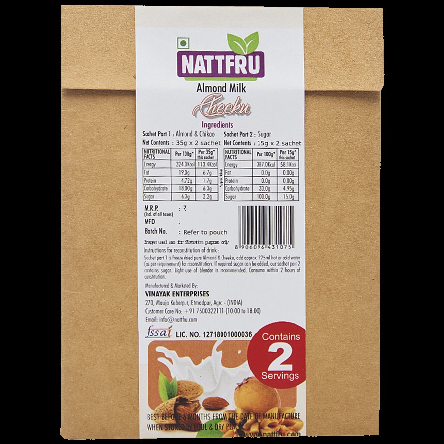 Nattfru Nattfru almond-chiku-milk-powder 70 g Sachet (2 Serving x 35 g each)