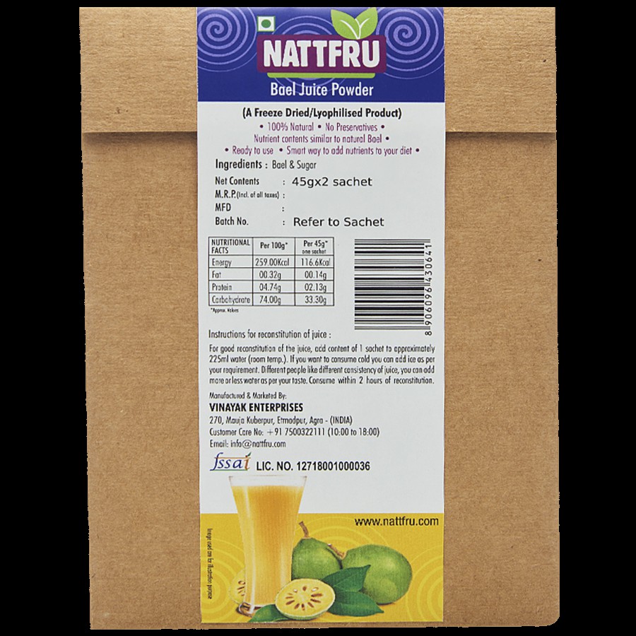 Nattfru Nattfru bael-juice-powder 90 g Sachet (2 Serving x 45 g each)