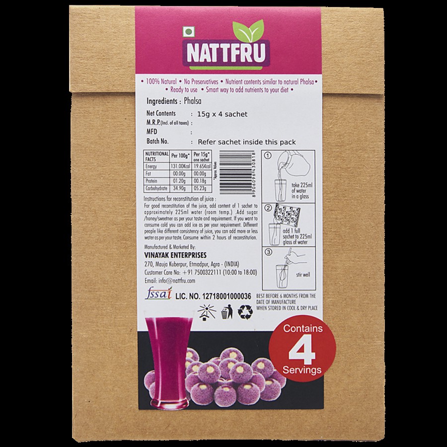 Nattfru Nattfru phalsa-fruit-juice-powder-real-fruit-only-no-added-sugar 60 g Sachet