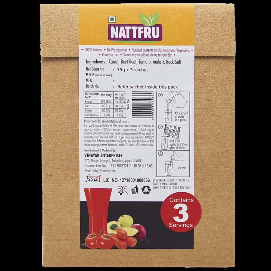 Nattfru Nattfru vegetable-juice-powder-real-fruit-only-no-added-sugar 45 g Sachet