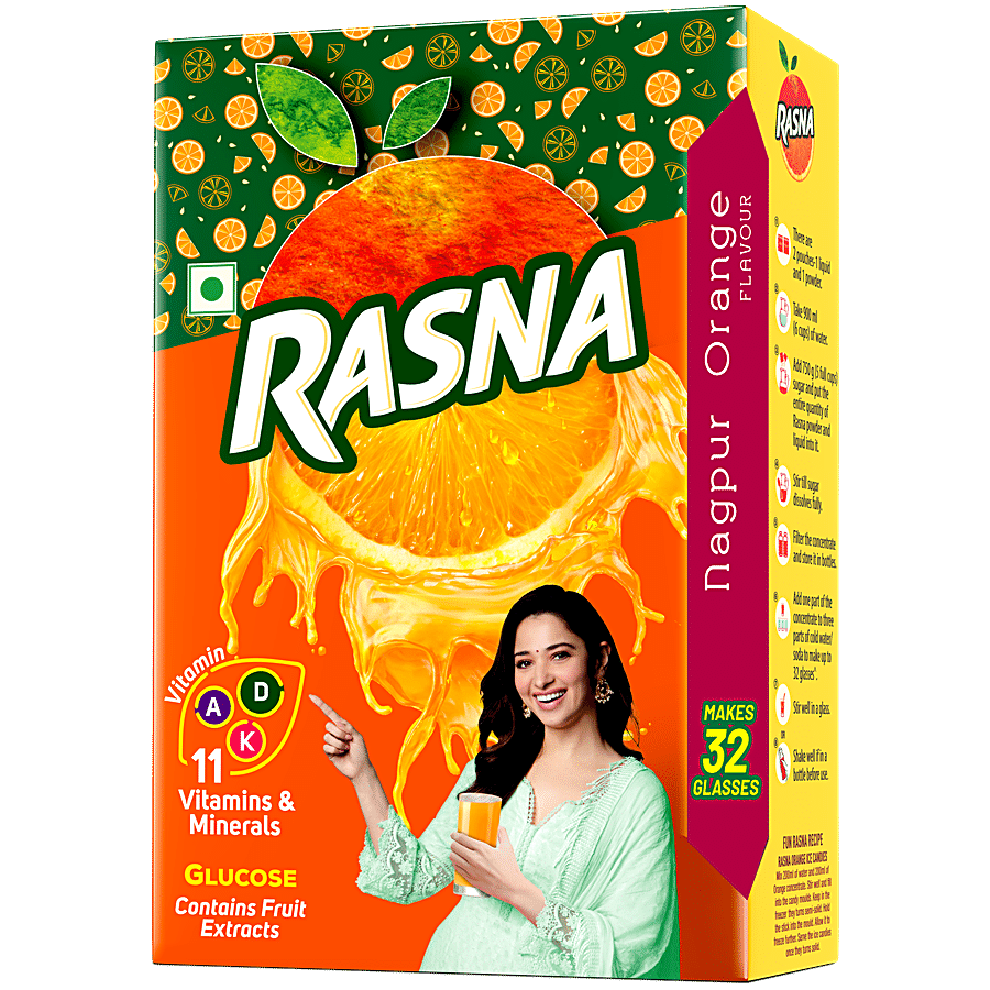 Rasna Fruit Fun Preparation Drink Mix Powder - Nagpur Orange Flavour