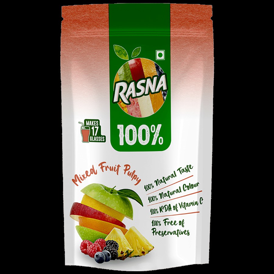 Rasna 100% Mixed Fruit Pulpy Drink Mix - Preservative Free