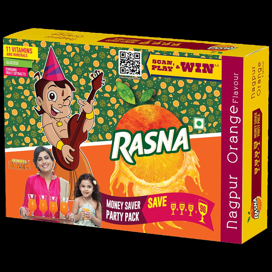 Rasna Fruit Fun Concentrate Drink Mix - Nagpur Orange Flavour