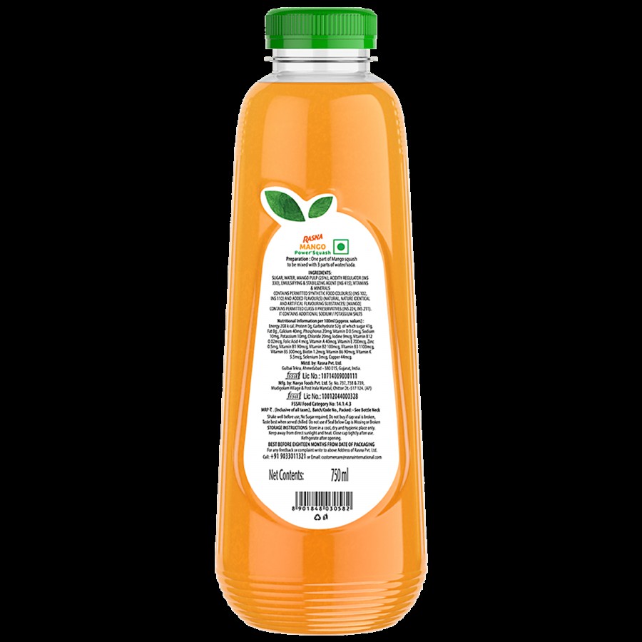 Rasna Fruit Plus 21 - Mango Power Squash