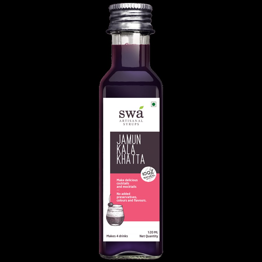 Swa Artisanal Syrups Jamun Kala Khatta For Cocktails & Mocktails - No Preservatives