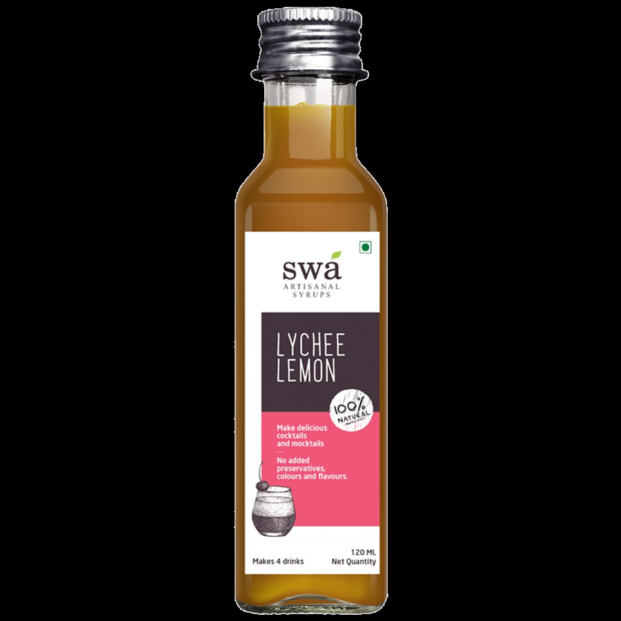 Swa Artisanal Syrups Lychee Lemon For Cocktails & Mocktails - 100% Natural