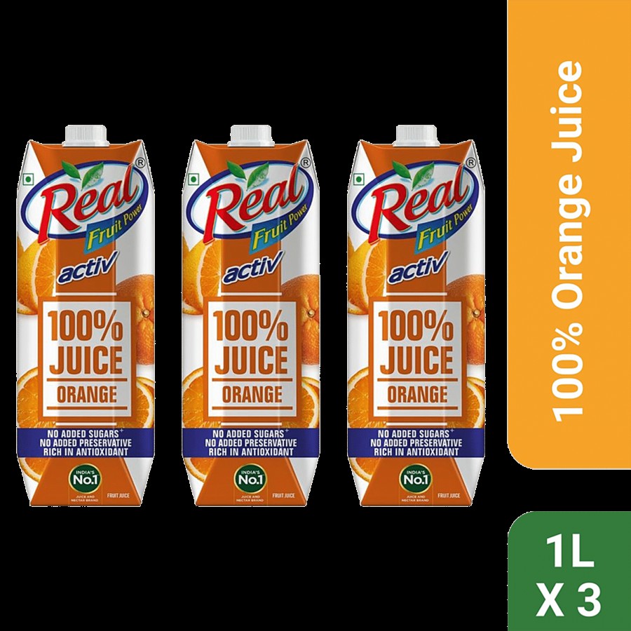 Real Activ 100 % Orange Juice - With No Added Sugar and Preservative