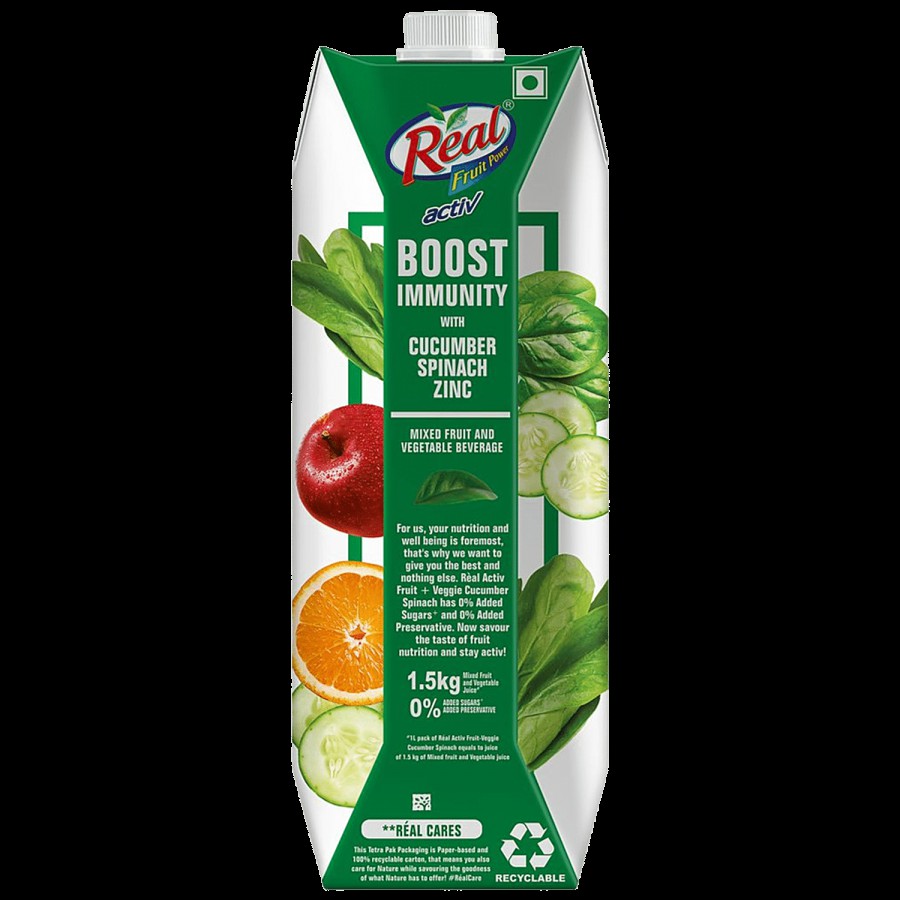 Real Activ Cucumber Spinach Juice With No Added Sugar & No Added Preservatives