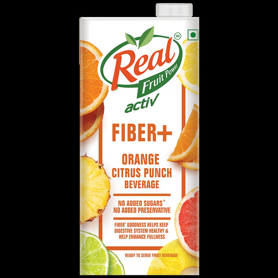 Real Activ Fruit Beverage - Fiber + Orange Citrus Punch With No Added Sugar & No Added Preservatives