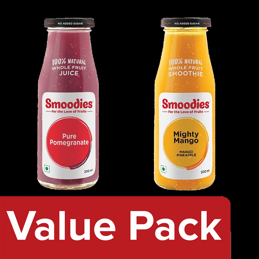 Smoodies Smoodies Mango Smoothie 200 ml + Smoodies Pomegranate Juice 200 ml