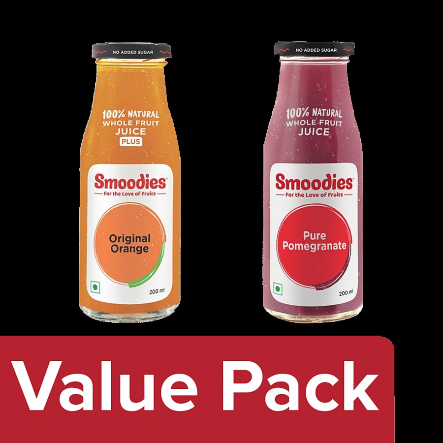 Smoodies Smoodies Pure Pomegranate Juice 200 ml + Smoodies Orange Juice 200 ml