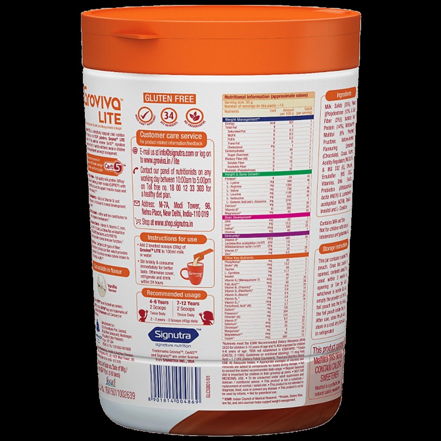 Groviva Lite Scientifically Designed Child Nutrition To Manage Growth & Weight-Chocolate