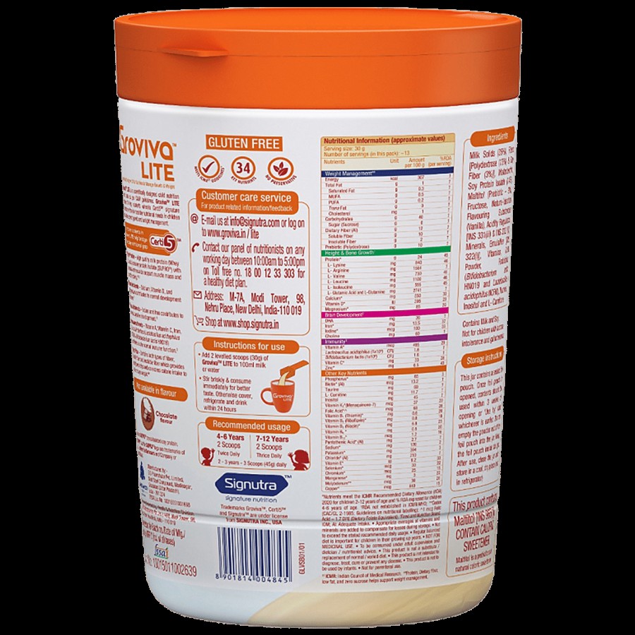 Groviva Lite Scientifically Designed Child Nutrition To Manage Growth & Weight-Vanilla