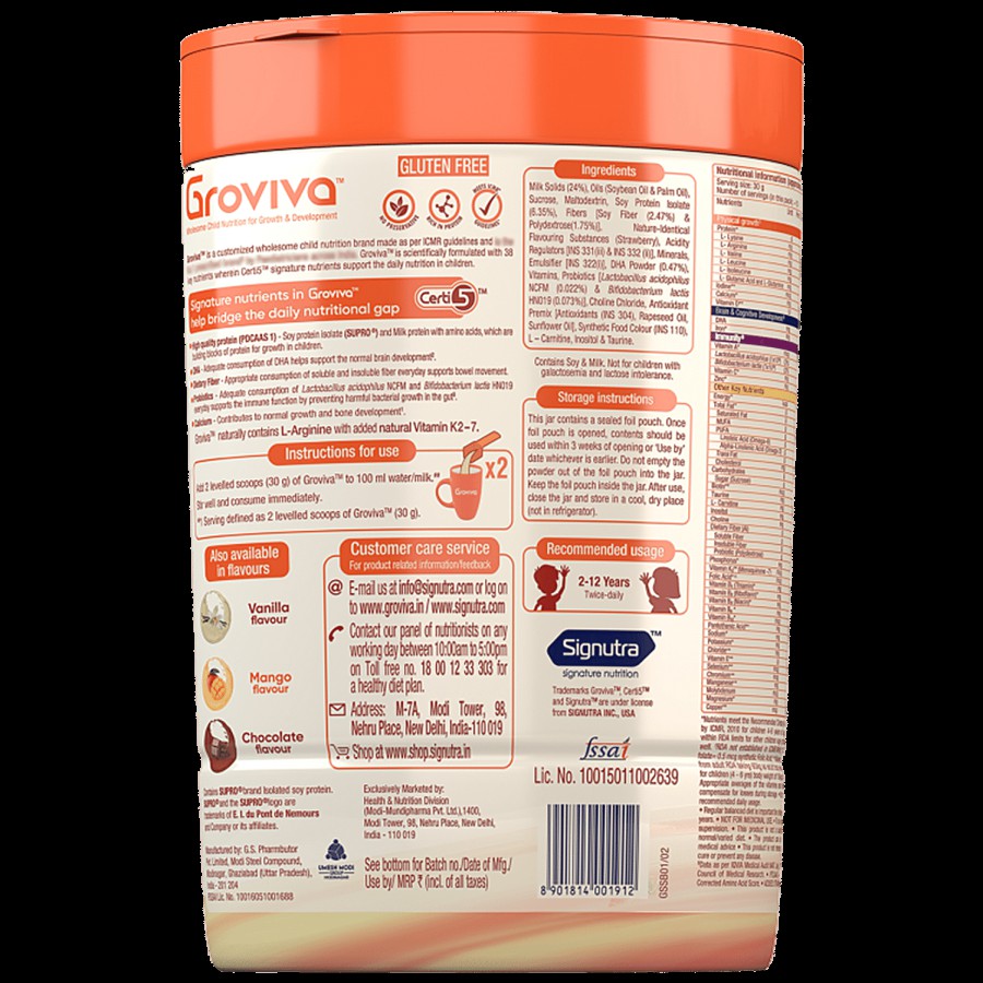 Groviva Wholesome Child Nutrition For Growth & Development - Strawberry