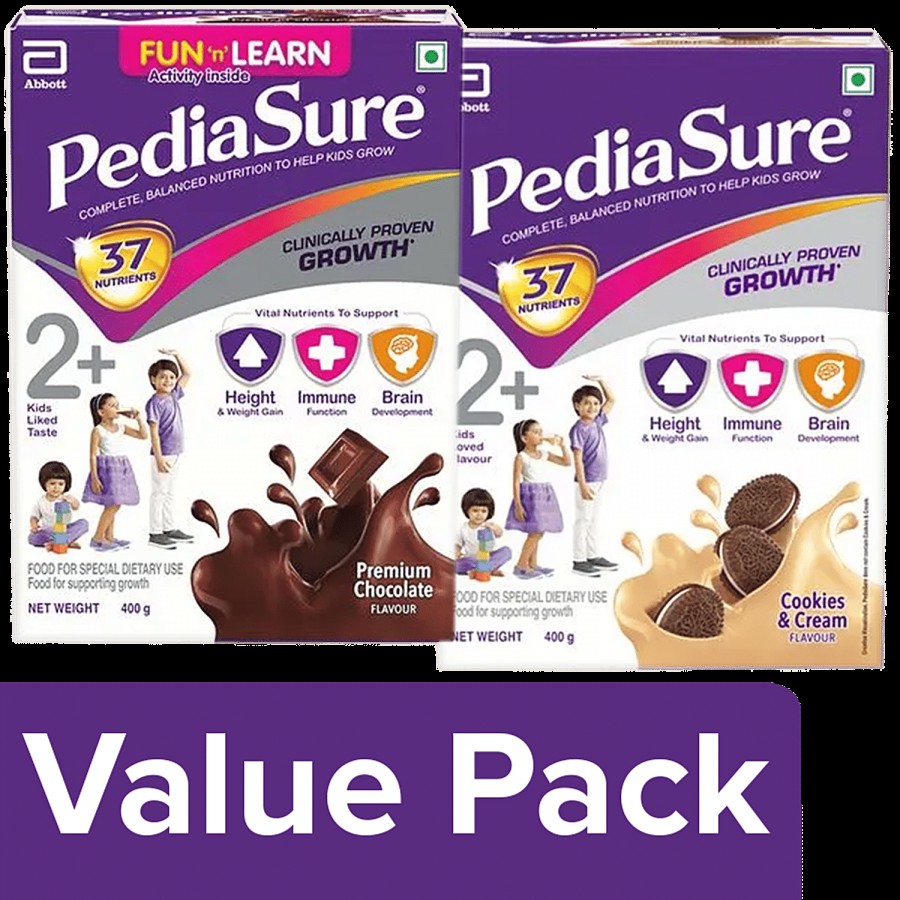 Pediasure Nutrition Drink Cookies & Cream 400 g + Nutritional Powder Premium Chocolate 400 g