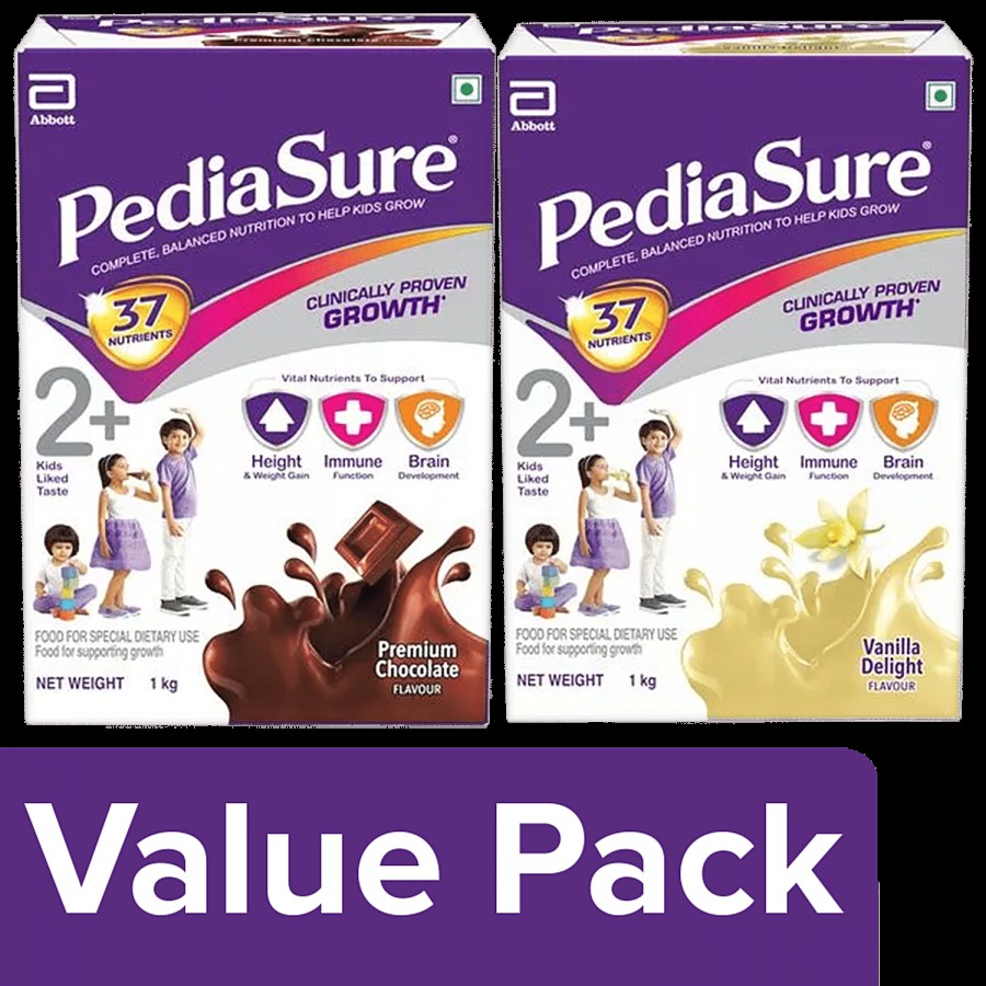 Pediasure Nutritional Powder Vanilla Delight 1 Kg+ Nutritional Powder Premium Chocolate 1 Kg