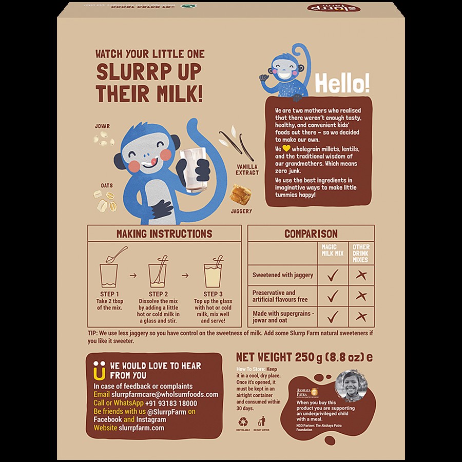 Slurrp Farm Magic Milk Mix - Millet Vanilla