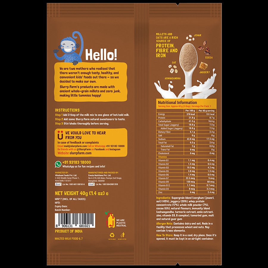 Slurrp Farm Millet Milk Mix -  Chocolate