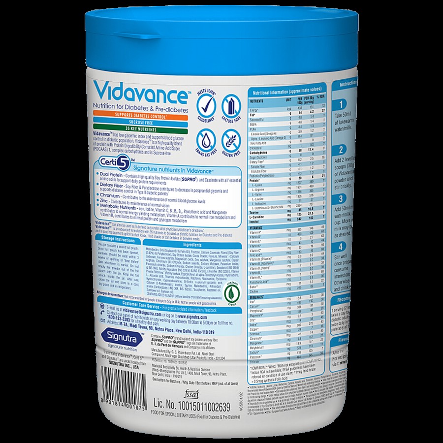 Vidavance Advanced Nutrition For Diabetes & Pre-Diabetes - Chocolate