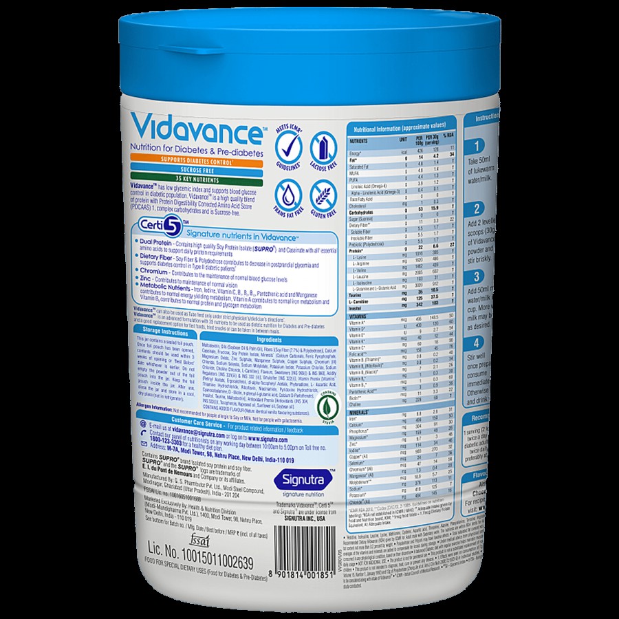 Vidavance Advanced Nutrition For Diabetes & Pre-Diabetes - Vanilla