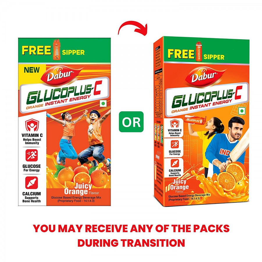 Dabur Glucoplus-C Instant Glucose - Juicy Orange Flavour