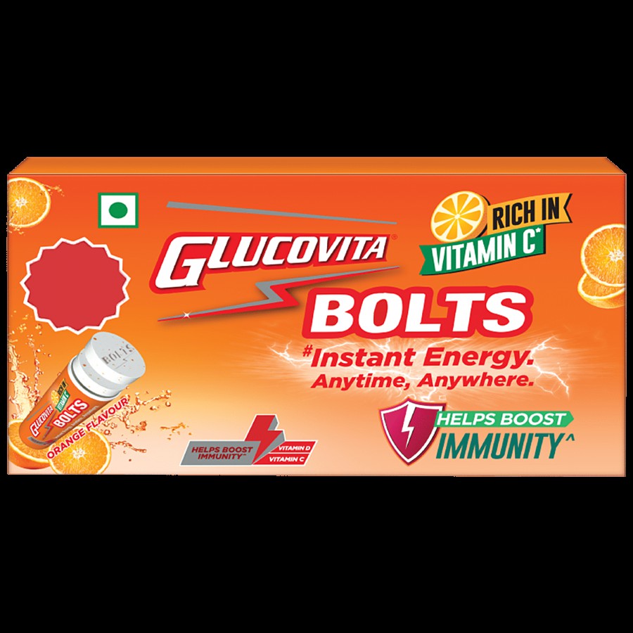 Glucovita Bolts Orange Flavour - Rich In Vitamin C