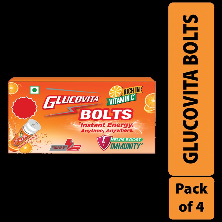 Glucovita Bolts Orange Flavour - Rich In Vitamin C