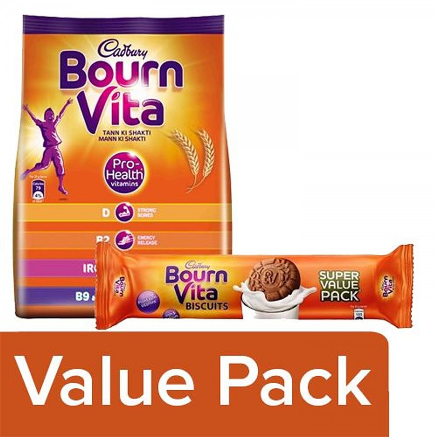 Cadbury Bournvita Pro- Chocolate Drink 500 g + Pro  Chocolate Cookies 120 gm