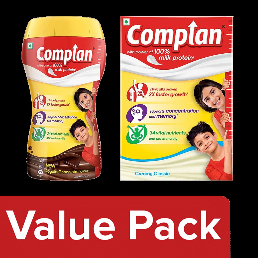 Complan Nutrition Drink - Chocolate Flavour 1 Kg + Creamy Classic Flavour 500 g