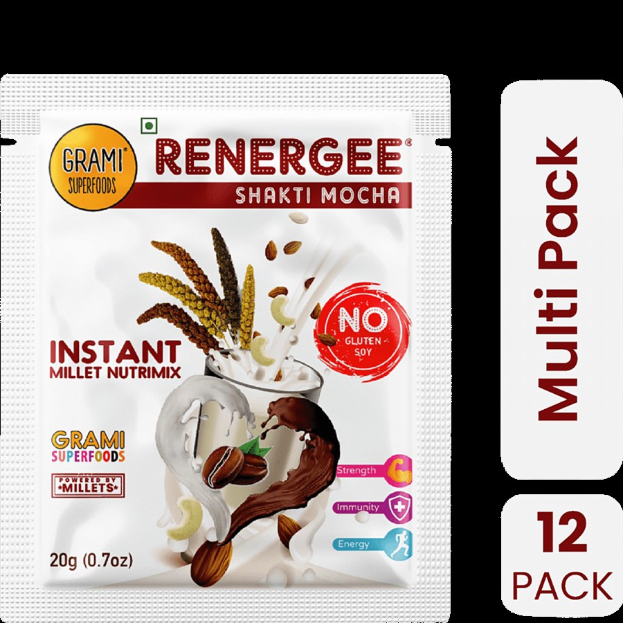 GRAMI SUPERFOODS Renergee Shakti Mocha Instant Millet Nutrimix - Gluten Free