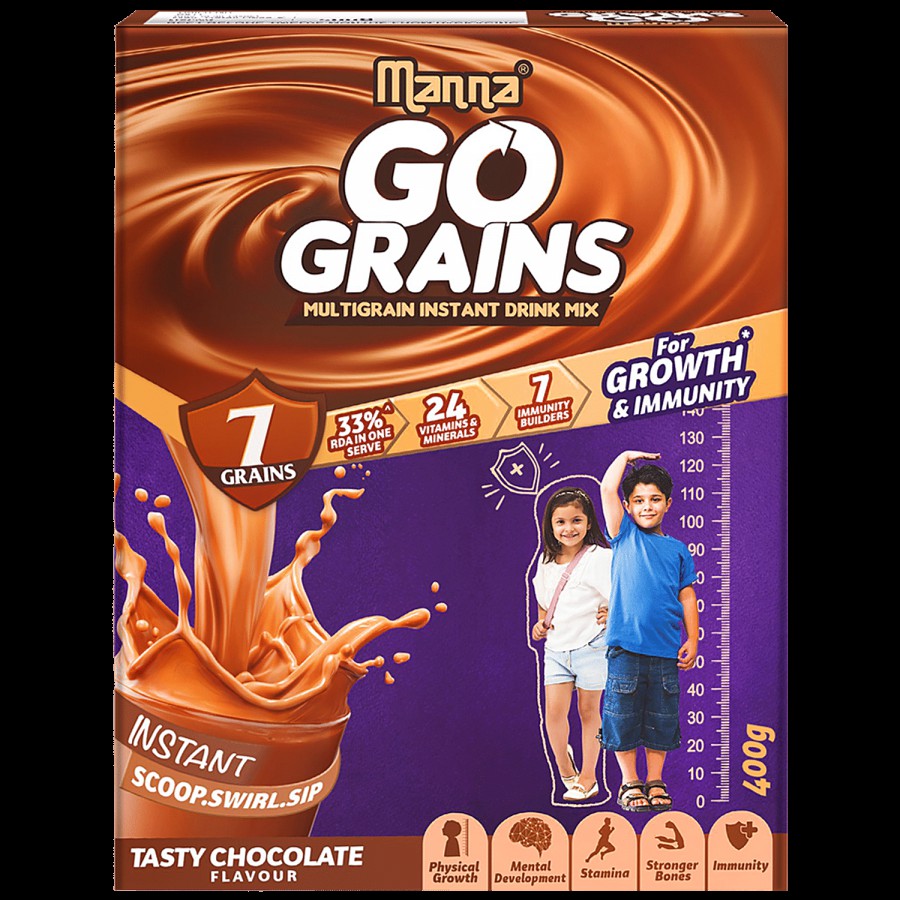 Manna Go Grains Multigrain Instant Drink Mix - For Growth & Immunity