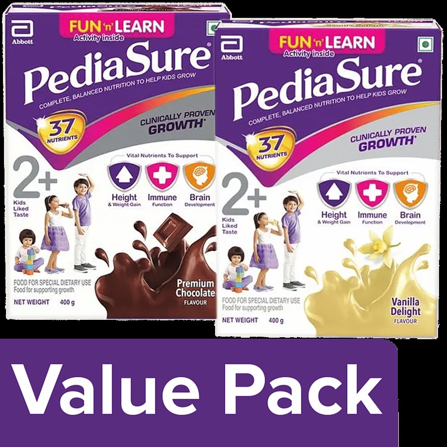 Pediasure Nutritional Powder Premium Chocolate 400 g + Vanilla Delight 400 g