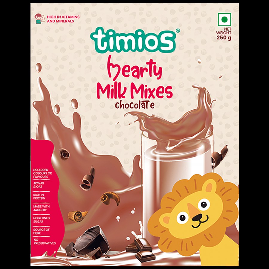 Timios High Protein Chocolate Hearty Milk Mix - No Sugar