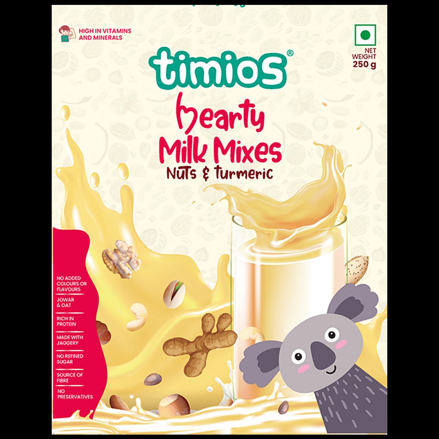 Timios High Protein Nuts & Turmeric Hearty Milk Mix - No Sugar