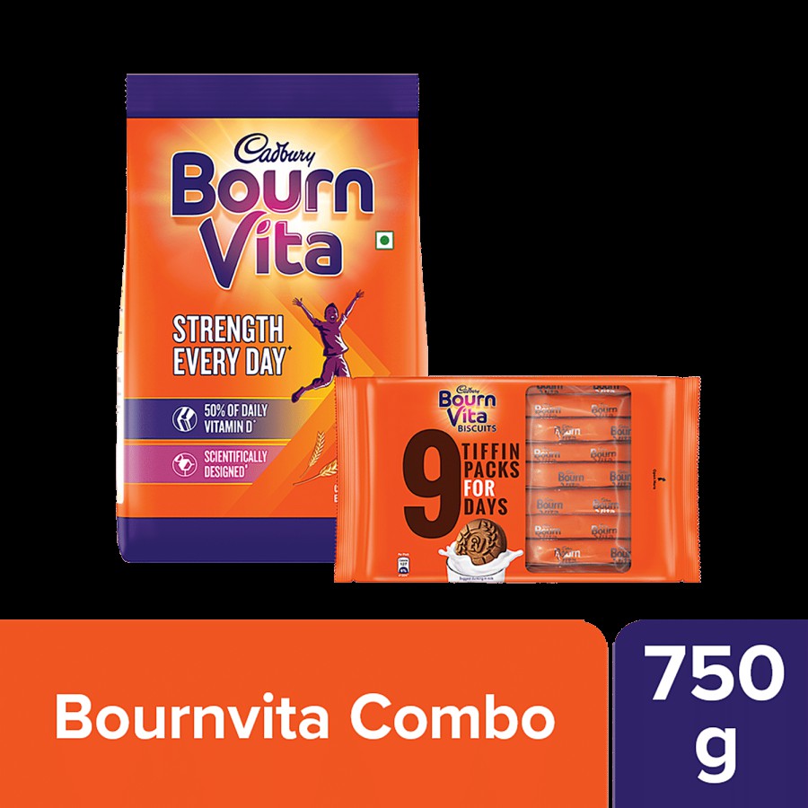 bb Combo Cadbury Bournvita Chocolate Nutrition Drink 500 g + Cadbury Biscuits Tiffin