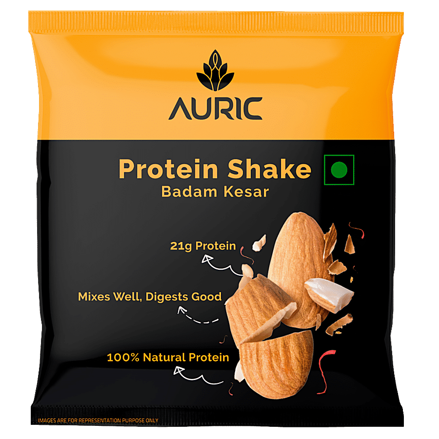 Auric Vegan Protein Powder For Men & Women - Kesar Badam Flavour