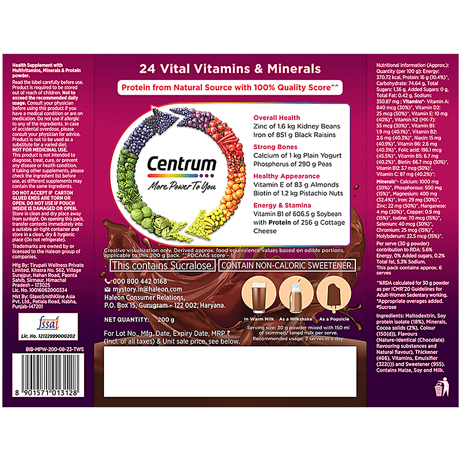 Centrum Women Multivitamin & Protein Nutrition Drink Powder - Chocolate