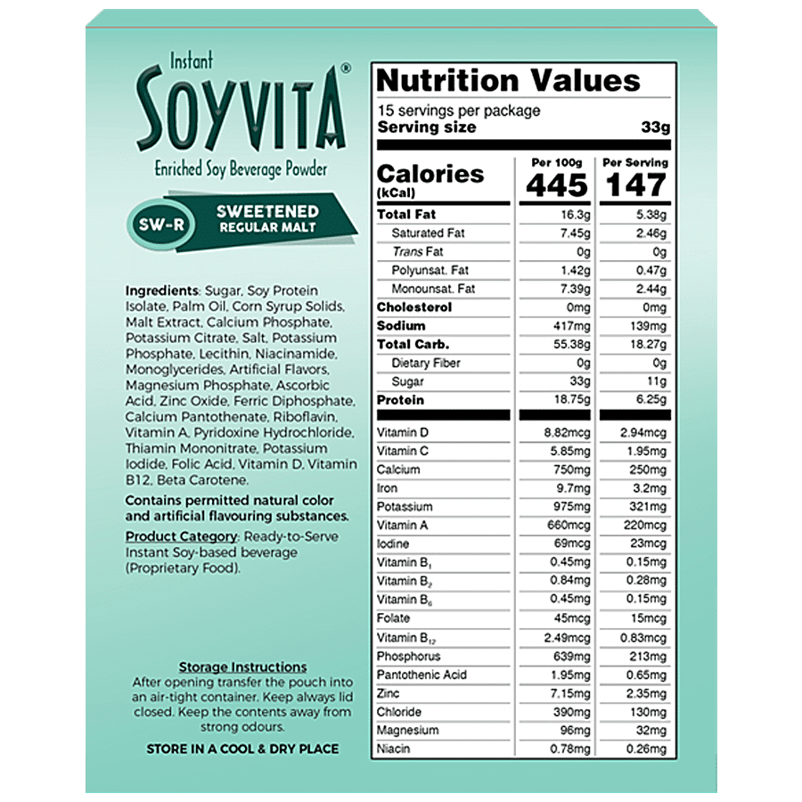 Soyvita Enriched Soy Beverage - Sweetened Regular Malt