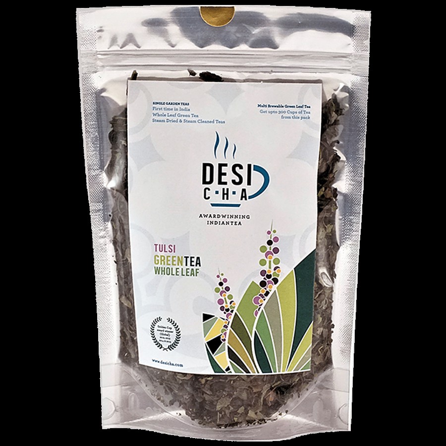 Desi Cha Tulsi Green Chai/Tea - Premium Tea With Natural Tulsi Leaves