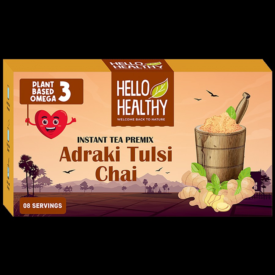 Hello Healthy Instant Tea Premix/Adraki Tulsi Chai - Plant-Based