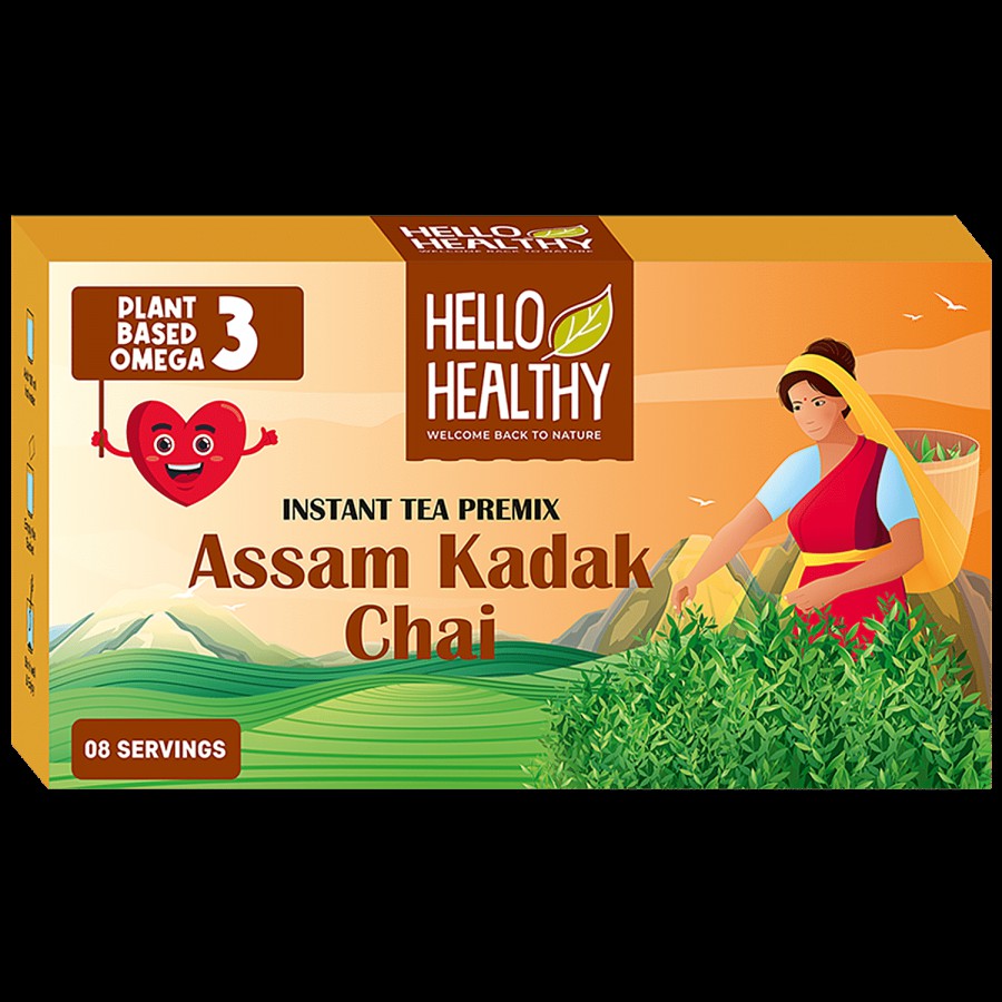 Hello Healthy Instant Tea Premix/Assam Kadak Chai - Plant-Based Rich In Omega 3