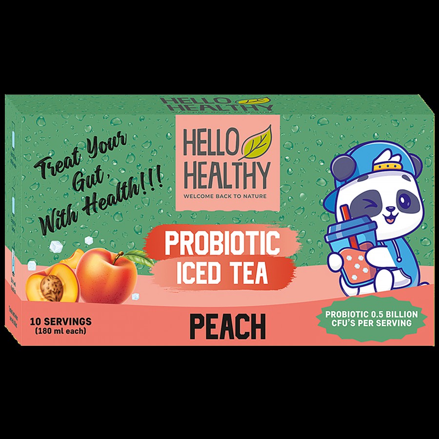 Hello Healthy Peach Probiotic Iced Tea - Natural