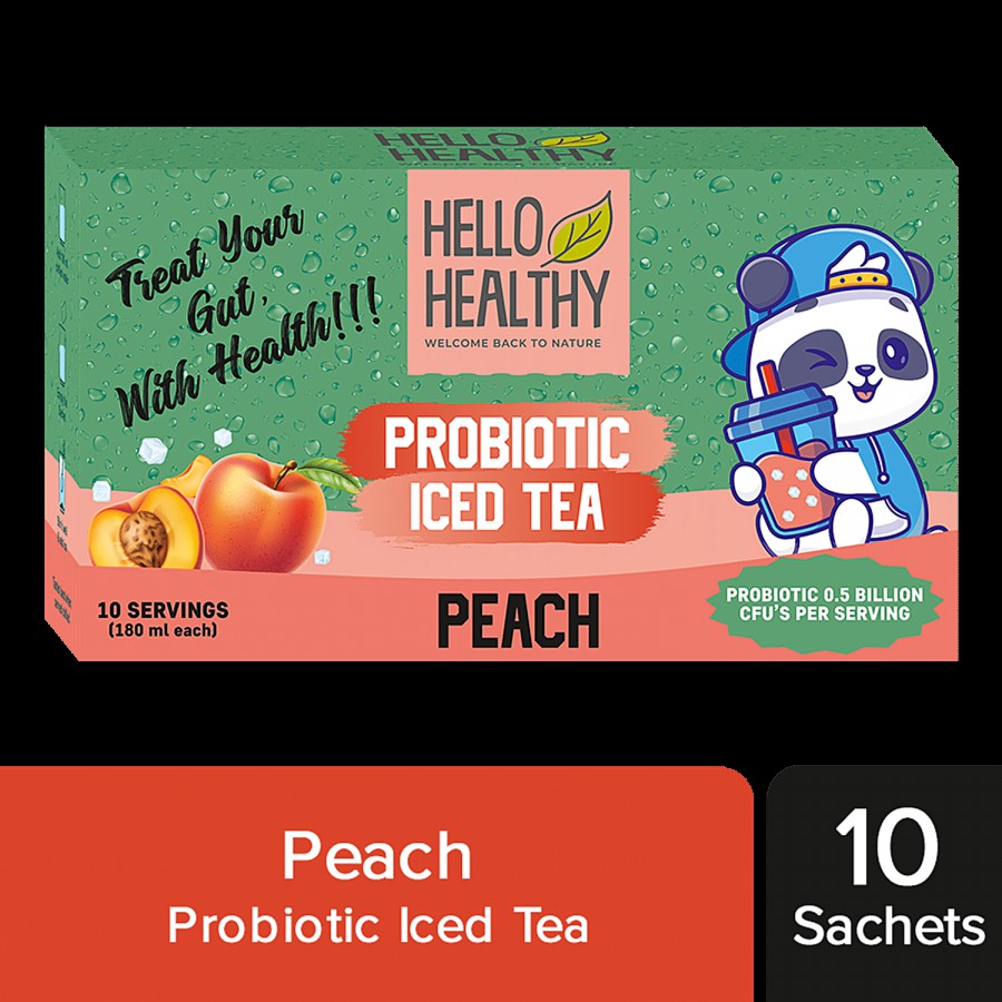 Hello Healthy Peach Probiotic Iced Tea - Natural