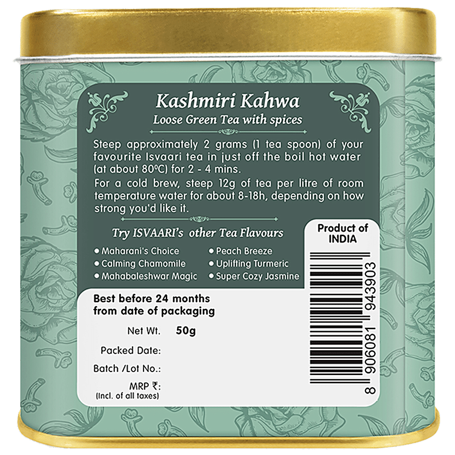 Isvaari Herbal Kashmiri Kahwa Loose Green Tea with Spices