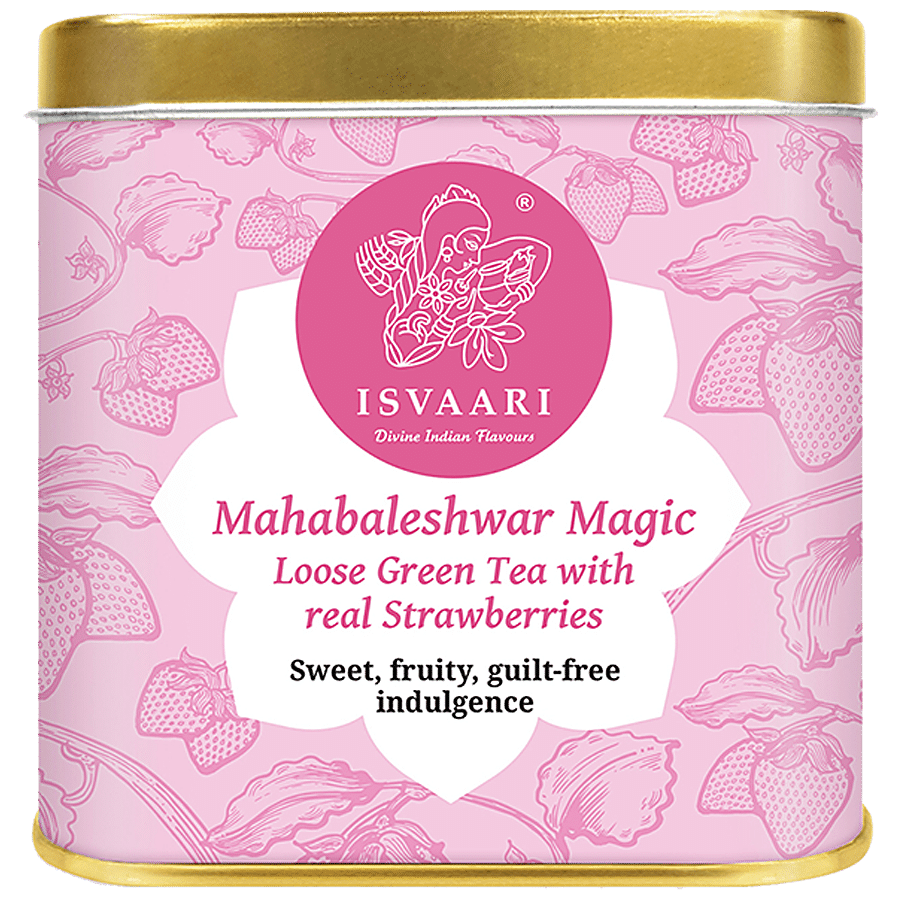 Isvaari Mahabaleshwar Magic Herbal Loose Green Tea with Real Strawberries